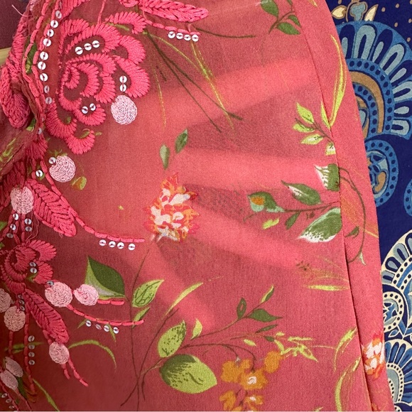 100% silk CAbi orange floral blouse - Picture 5 of 9